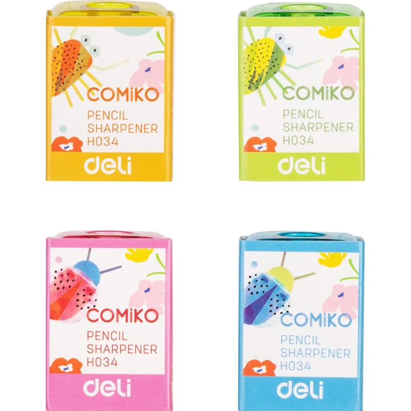 Точилка ручная Deli, 1 отверстие, пластик, стальное лезвие, ассорти