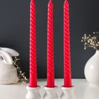 Набор свечей витых 25 см, 3 шт., 57 г, 5 ч, красный