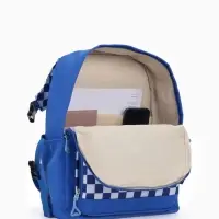 Рюкзак школьный на молнии, с карманами, в клетку, размер 29&times;15&times;40 см, синий
