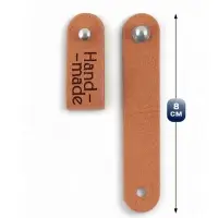 Бирка с кнопкой Hand made TEIRA, 8&times;1.5 см, 10 шт., коричневая
