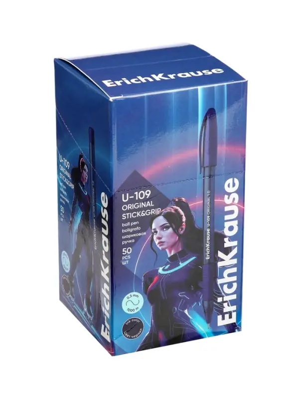 Ручка шариковая ErichKrause U-109 Original Stick&Grip, узел 1 мм, синяя