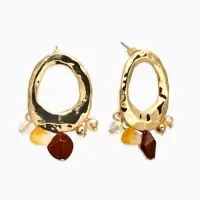 Серьги акрил "Стиль", галтовка, цвет коричневый в золоте