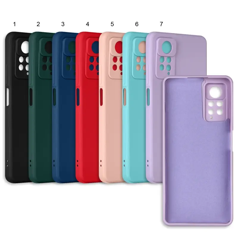 Чехол для Xiaomi Note 11 Pro цветной силикон