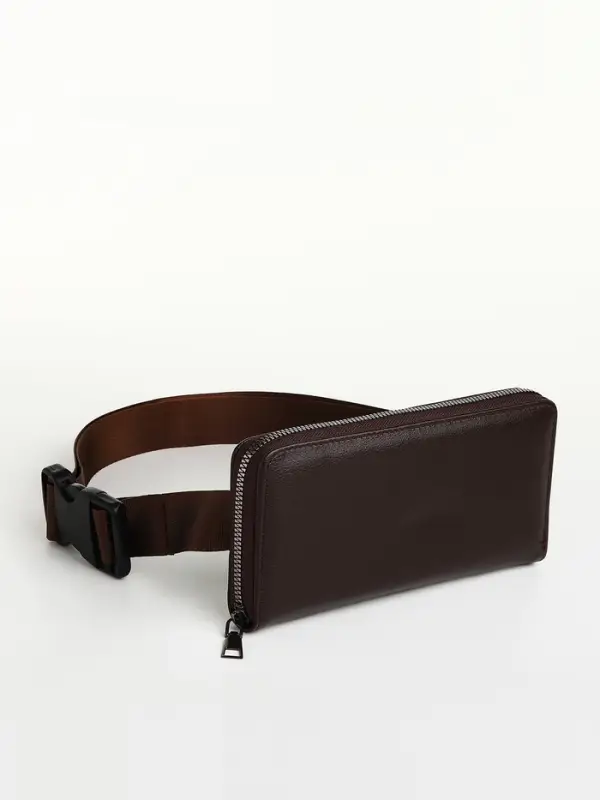 Сумка мужская через плечо TEXTURA, портмоне - клатч, на молнии, коричневая