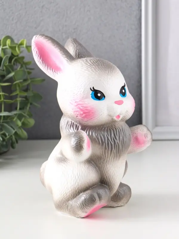 Копилка для денег &laquo;Радостный заяц&raquo;, гипс, серый, 21 см