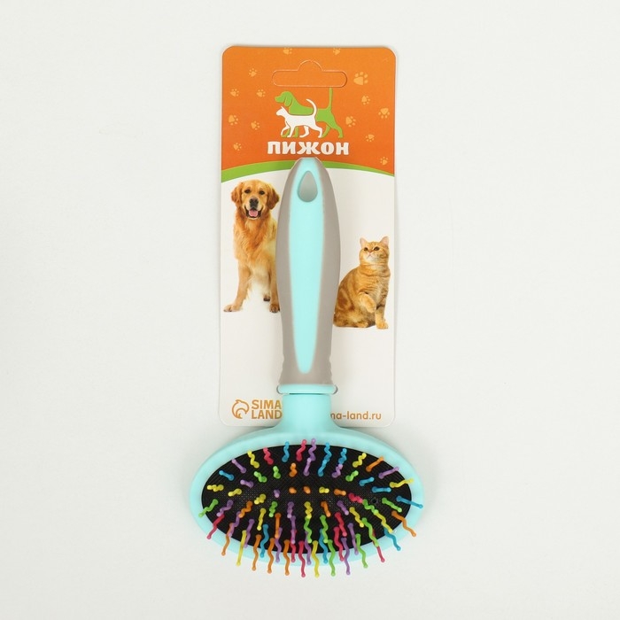 Пуходерка пластиковая мягкая с волнистыми зубьями, средняя, 9,5 х 16,5 см, мятная Пуходерка пластиковая мягкая с волнистыми зубьями, средняя, 9,5 х 16,5 см, мятная