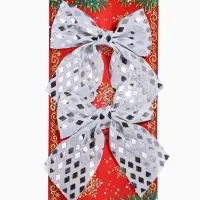 Ёлочные игрушки 2 шт. &laquo;Зимнее волшебство. Бант люкс&raquo; пластик, 12&times;11 см, серебро