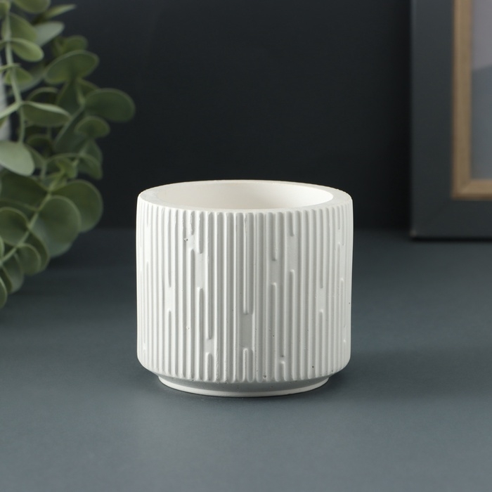 Кашпо - подсвечник "Линии" 8х6см, белый