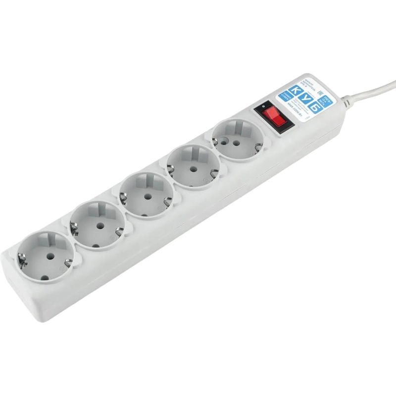 Сетевой фильтр Power Cube B 5.0 м 5 розеток (серый) 10А/2,2кВт (SPG-B-15)