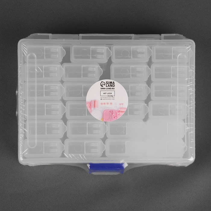 Набор баночек для рукоделия, 24 шт, 1,3 × 2,7 × 2,8 см, в контейнере, 13 × 10 × 3,5 см, цвет прозрачный