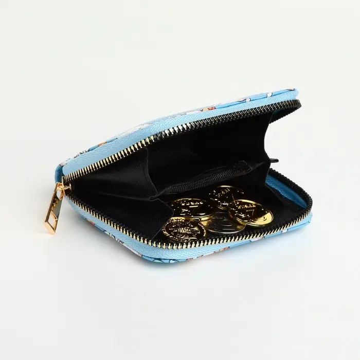 Кошелёк детский &laquo;Кролики&raquo;, на молнии, голубой