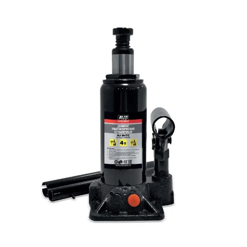 Домкрат гидравлический AVS HJ-B4TC, 4т, 180-350мм. с клапаном, в кейсе (ремкомплект)