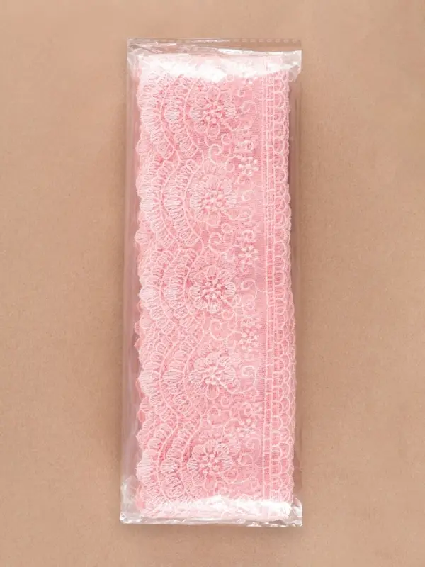 Кружево на сетке, 85 мм, 11&plusmn;1 м, нежно-розовое
