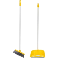 Набор для уборки совок с щеткой для пола AF201-Y, длинный ворс, желтый