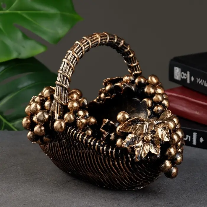 Подставка для бутылки &laquo;Корзина с виноградом&raquo;, под бронзу с позолотой, 20&times;25&times;22 см