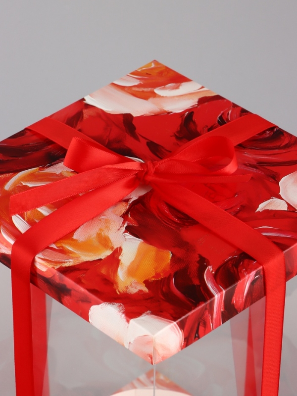 Коробка PVC, для цветов с лентой, 28 х 18 х 18 см, красный Коробка PVC, для цветов с лентой, 28 х 18 х 18 см, красный