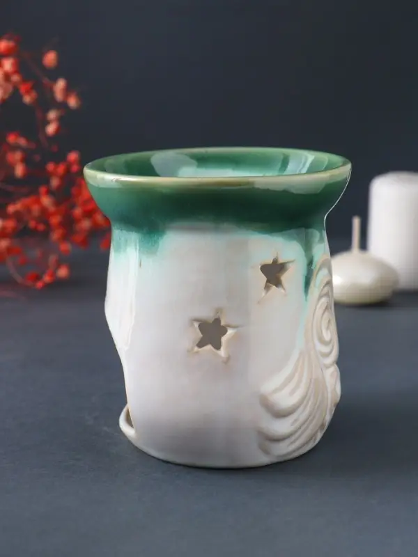 Аромалампа для эфирных масел &laquo;Море волнуется&raquo;, керамика, зелёный, 8.6&times;8.6&times;9.8 см