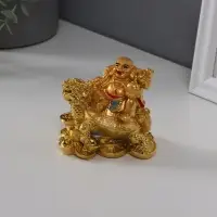 Нэцкэ фигурка &laquo;Хотей на драконочерепахе&raquo;, 7.5&times;7.5 см, под золото