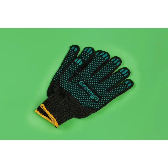 Перчатки садовые, хб, вязка 7 класс, 4 нити, размер 9, с ПВХ точками, чёрные, Greengo Перчатки садовые, хб, вязка 7 класс, 4 нити, размер 9, с ПВХ точками, чёрные, Greengo