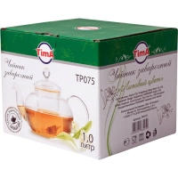 Чайник заварочный 1000мл стекл. ЛИПОВЫЙ ЦВЕТ со стеклянным ситом (TP075)