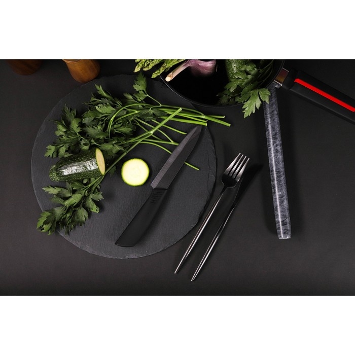 Скалка из мрамора Magistro, 25×2,2 см, цвет чёрный Скалка из мрамора Magistro, 25×2,2 см, цвет чёрный