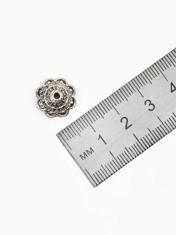 Шапочки для бусин (набор 10 шт.), 1.4&times;1.4&times;0.6 см, цвет черненое серебро