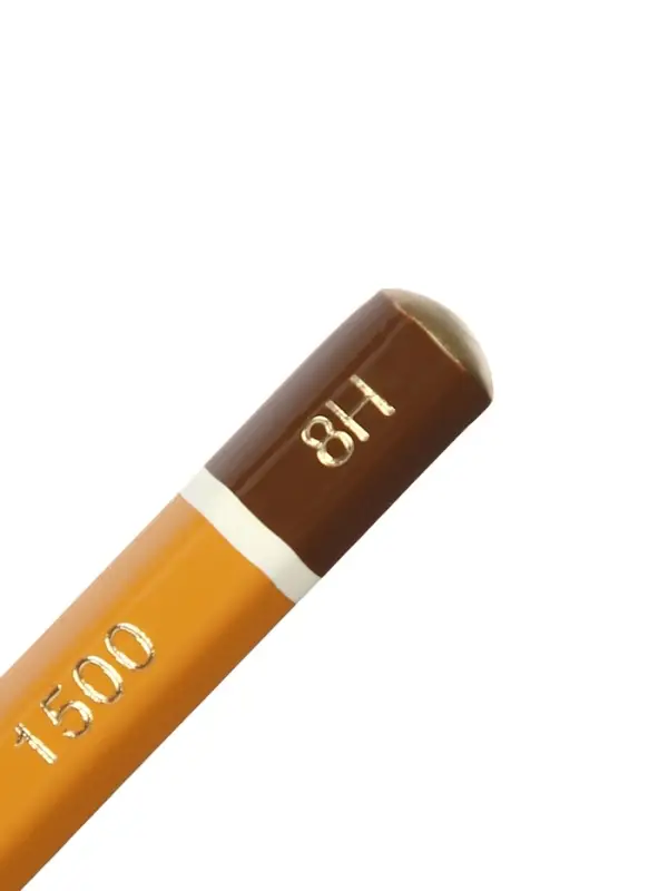 Карандаш чернографитный Koh-I-Noor 1500, 8H, шестигранный, деревянный, жёлтый корпус