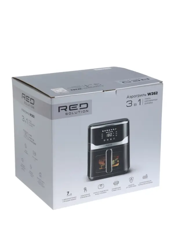 Аэрогриль RED SOLUTION W262, 1500 Вт, 5 л, 80-200°С, 7 программ, сенсорное управление, чёрный
