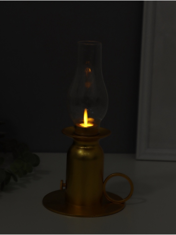 Ночник  Ночник "Лампа" LED 3xLR44 (эф. живого пламени) золото 11х11х22см