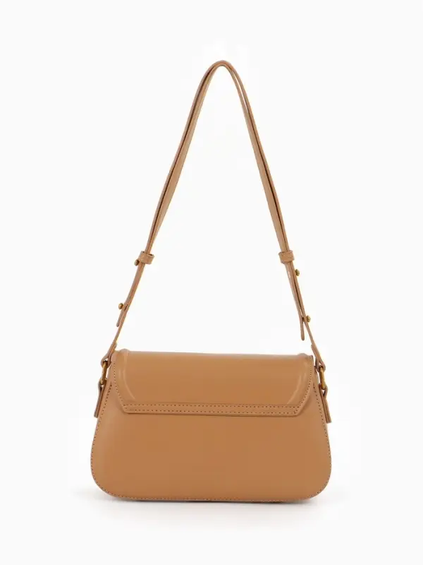 Сумка женская мессенджер TEXTURA на клапане, 23&times;6&times;13 см, тёмно-бежевая