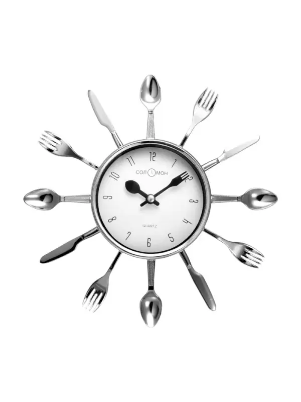Часы настенные интерьерные &laquo;Вилки, ложки, поварешки&raquo;, серия: Кухня, бесшумные, плавный ход, 25&times;25 см, циферблат d=11 см, от батарейки 1&times;АА
