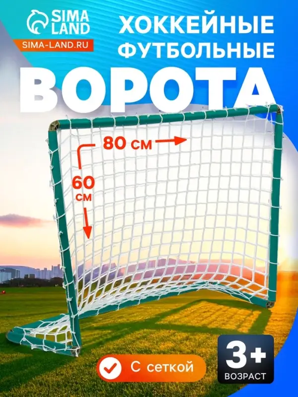 Ворота хоккейные, футбольные, с сеткой, 80&times;60 см