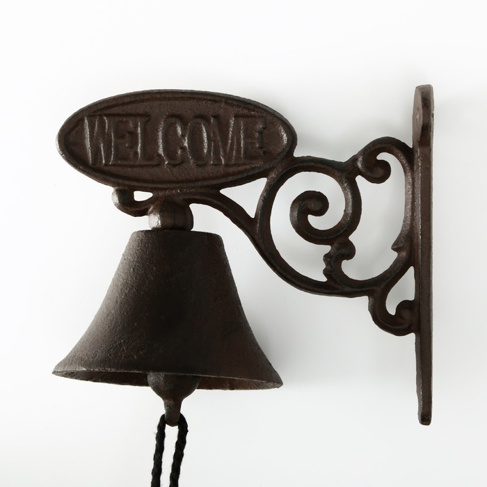 Колокол сувенирный чугун  Колокол сувенирный чугун "Добро пожаловать" 19х11х15 см