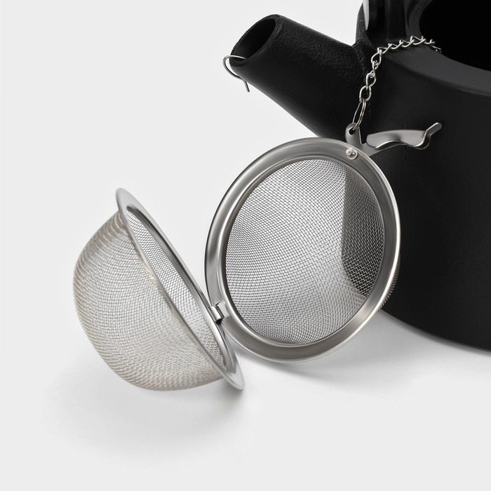 Чайник для плиты с эмалированным покрытием внутри Magma «Сайгон», 1,1 л, чугун, с ситом, индукция, цвет чёрный Чайник для плиты с эмалированным покрытием внутри Magma «Сайгон», 1,1 л, чугун, с ситом, индукция, цвет чёрный