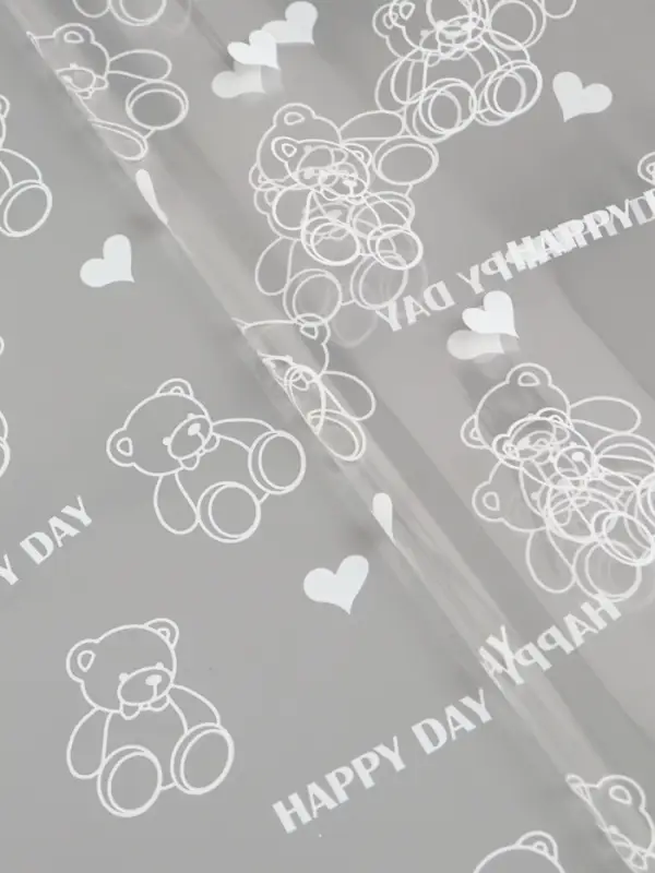 Пленка для цветов "Мишки", белая, 0,7 х 7,6 м, 40 мкм, 200 гр