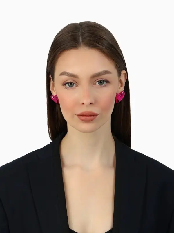 Серьги металл &laquo;Сердце&raquo;, с изгибом, розовые