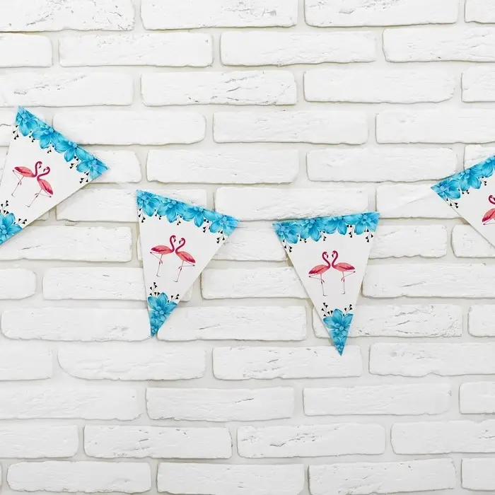 Гирлянда бумажная с флажками «Фламинго», 3 метра, МИКС Гирлянда бумажная с флажками «Фламинго», 3 метра, МИКС