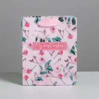 Пакет подарочный ламинированный, упаковка, &laquo;My best wishes&raquo;, S 12 х 15 х 5.5 см