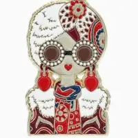 Значок "Русская красавица" с серьгами, цветной в золоте