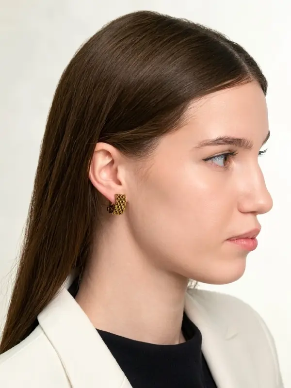 Серьги клипсы для ушей QF &laquo;Плетение&raquo;, цвет чернёное золото