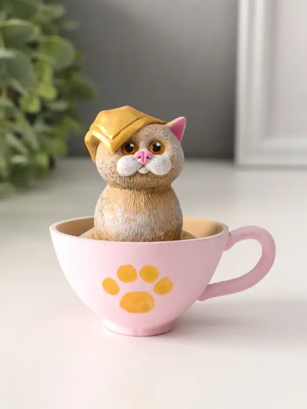 Фигура "Котик в чашке" 10х9х7.5 см