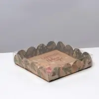 Коробка для кондитерских изделий с пластиковой крышкой «Зайка», 13 х 13 х 3 см