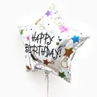 Воздушные шары фольгированные 18" звезда "С днем рождения, металлик" набор 5 штук