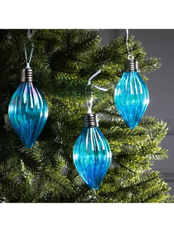 Набор ёлочных шаров &laquo;Северное сияние&raquo;, 3 шт., d=7 см, 3 LED, от батареек AG13&times;9, свечение тёплое белое