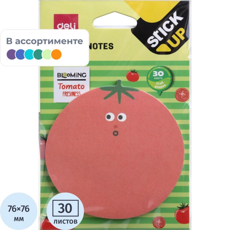 Стикеры с клеевым краем Deli 76х76 мм,30 листов,цвет и форма в асс-те&nbsp;