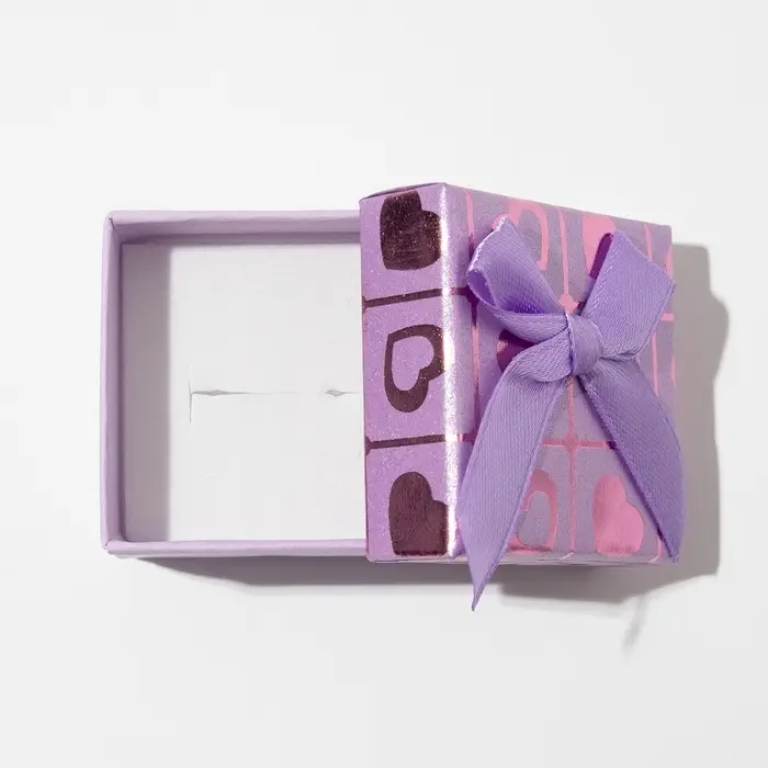 Коробочка подарочная под кольцо/серьги «Сердца», 5×5 (размер полезной части 4.5×4.5 см), МИКС, вставка белая Коробочка подарочная под кольцо/серьги «Сердца», 5×5 (размер полезной части 4.5×4.5 см), МИКС, вставка белая