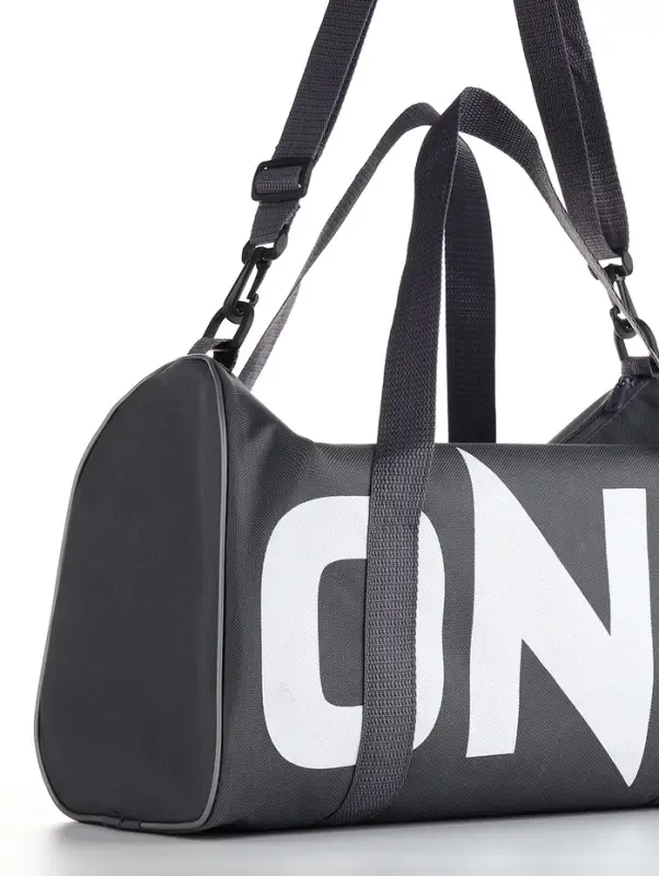 Сумка спортивная на молнии TEXTURA, с подкладкой, длинный ремень, маленький размер, с акцентным принтом, серая