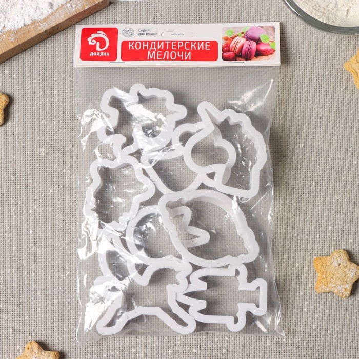 Набор форм для печенья Доляна «Праздник единорога», 8 предметов, 9×6×1,5 см, цвет белый Набор форм для печенья Доляна «Праздник единорога», 8 предметов, 9×6×1,5 см, цвет белый