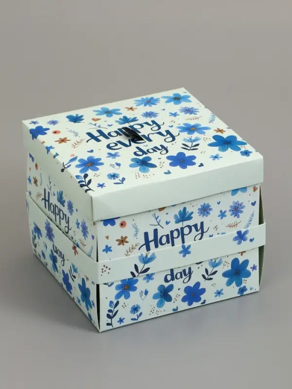 Коробка подарочная "Бабочки, Счастья" 14,5 х 14,5 х 12,7 см