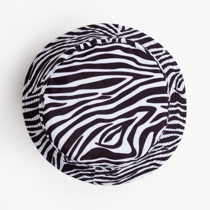 Панама женская MINAKU принт зебра, цвет чёрный/белый, р-р 56-58